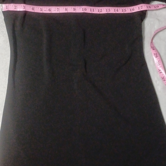 SHE + SKY Solid Black Scalloped Hem Dress Bell Sleeve Office Party Mod Retro M - Picture 5 of 12